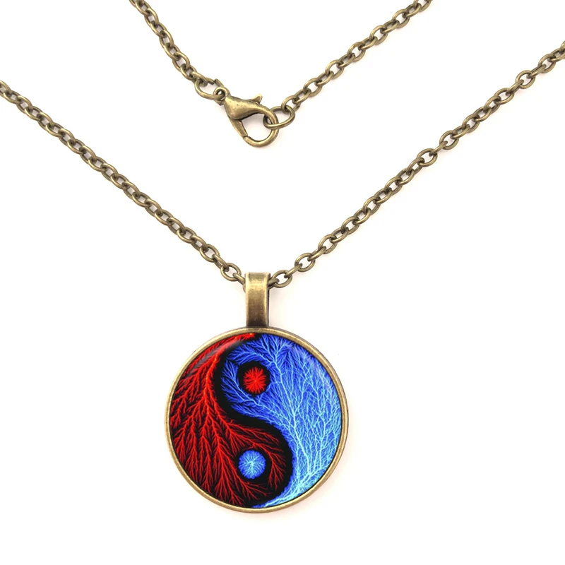 Ожерелье с подвеской Yin Yang ожерелье из стекла купольное модное кристаллом для