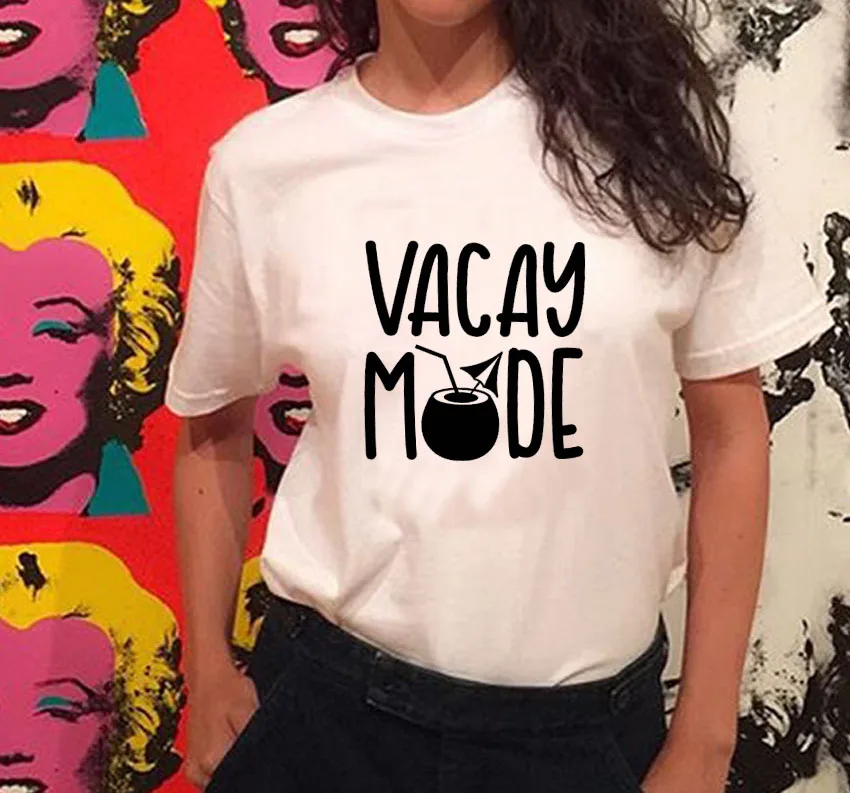 Vacay mode Летняя Пляжная футболка для отдыха новинка Tumblr хипстерская забавная топы с