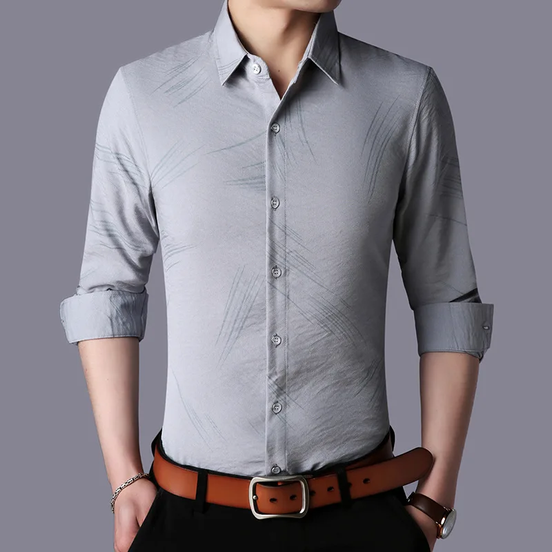 Мода 2018 Для мужчин Мужская рубашка с длинным рукавом белая Slim Fit Бизнес