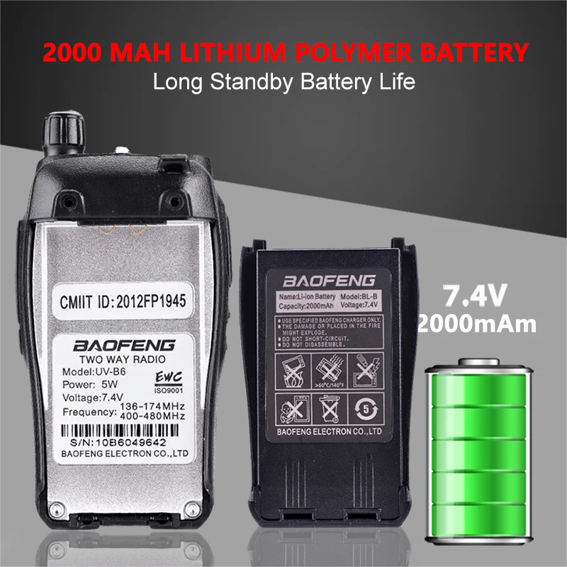 BaoFeng UV B6 Портативный иди и болтай Walkie Talkie “иди 5 Вт дальний двухстороннее радио