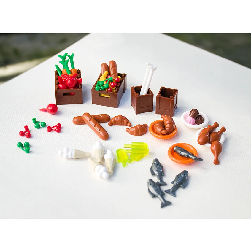 

*Food Stuff Pack* DIY enlighten block bricks,Compatible With Lego Assembles Particles