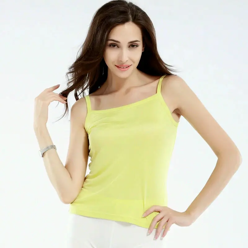 100% натуральный шелк базовые Женские однотонные простые майки