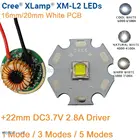 Cree XM-L2 T6 10 Вт Холодный белый нейтральный белый теплый белый светодиодный излучатель 16 мм20 мм белый PCB + 22 мм 1 режим3 режима5 режимов драйвер