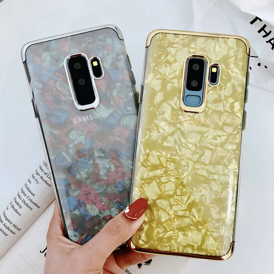 Блеск Мрамор чехол для samsung S9 случае Bling силиконовый S10 плюс Сияющий Чехол S10E S8 S7