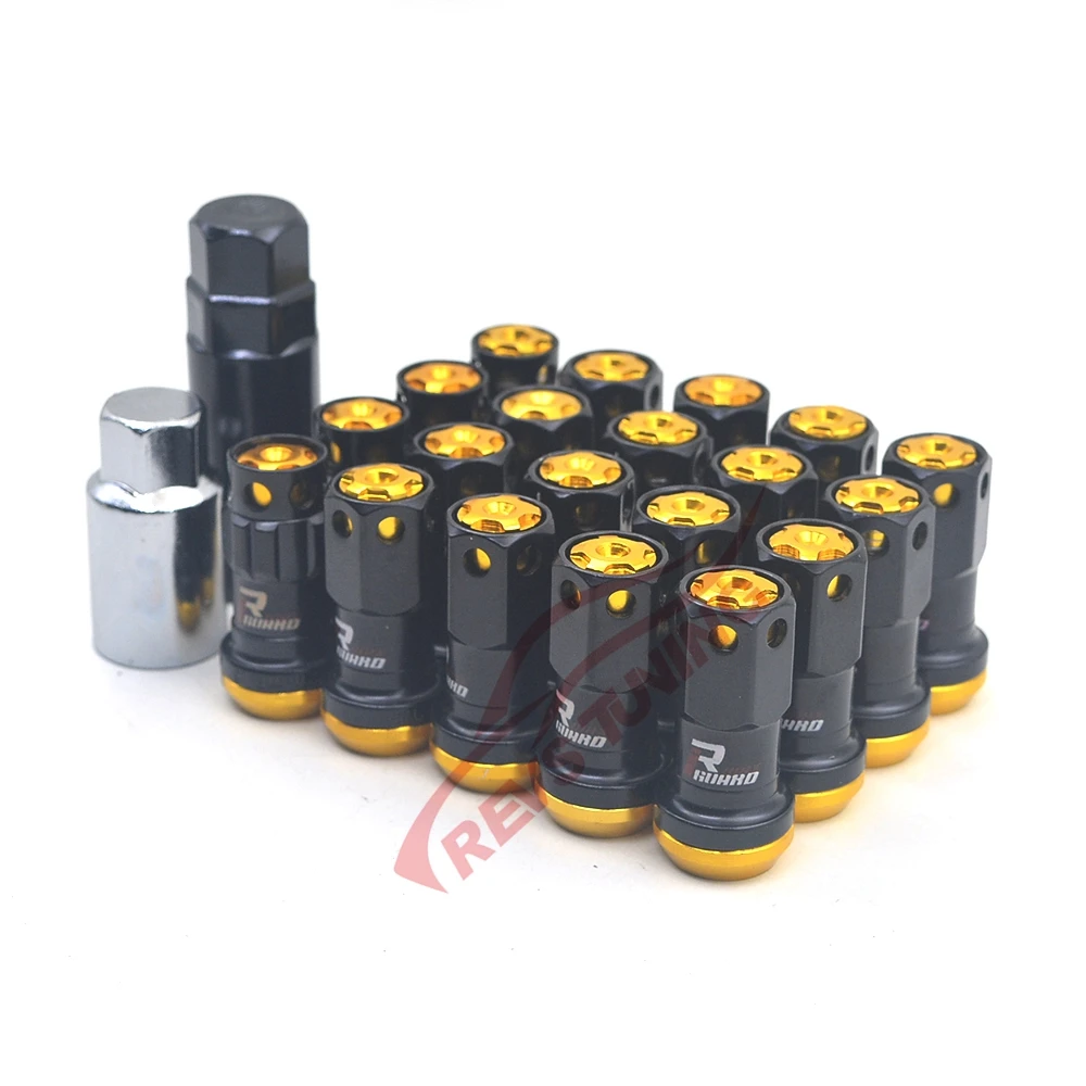 Золотая Кепка M12 12x1,5 12x1,25 безопасная гоночная композитная гоночная Гоночная машина обода колеса гайки фиксирующие гайки для Honda Toyota