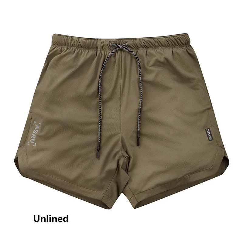 Khaki Мужские шорты для спортзала, двухслойные, 2 в 1, для фитнеса, бега, короткие штаны, для тренировок, бодибилдинга, нижнее белье, быстросохнущие шорты для бега, мужские - Цвет: Khaki