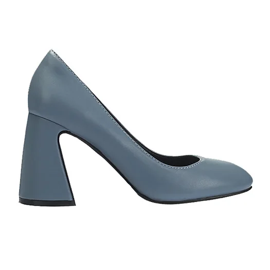 Blue 9CM Размер 4 34 офис Retro обнаженный марочный Runway насосы высокие каблуки Каблук Европейская Круглый носок элегантный 33 Роскошная женская обувь для женщин китайская Весна осень Китай мода новая - Цвет: Blue 9CM