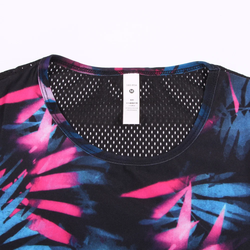Women Yoga Top Gym Sports Sleeveless Shirts Print Sexy Back Mesh T Fitness Running Sport Clothes For Workout | Спорт и развлечения