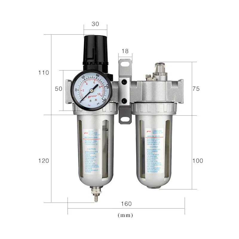 1/4'' Air Compressor Oil Lubricator Moisture Water Trap Filter Regulator With Mount | Pneumatic Parts