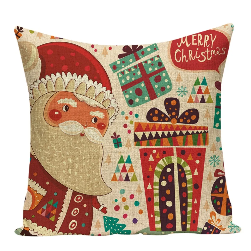 Christmas Holiday Santa Cushion Set 45X45cm Happy Birthday Deer Pillowcase Children's Gift Bedroom Sofa Decoration Supplies | Дом и сад