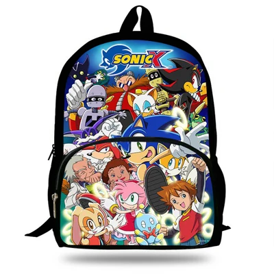 7D4090 16 дюймов, детский школьный рюкзак Mochila с рисунком, Sonic Bookbag, Hedgehdg, для мальчиков и девочек, рюкзак для подростков - Цвет: 7D4090