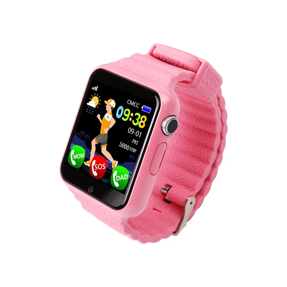 V7K, детские GPS часы, трекер, для детей, безопасность, защита от потери жизни, водонепроницаемые Смарт-часы с камерой SOS PK Q90 Q50 Q60 Q528 DZ09 DF33 - Цвет: Розовый