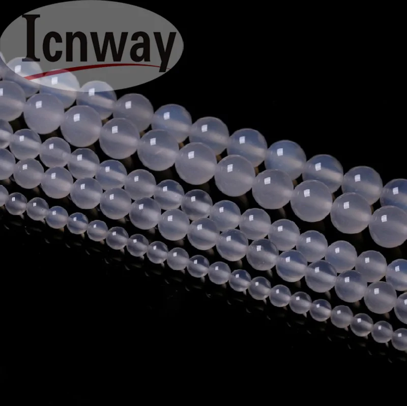 Натуральные круглые белые бусы из камня Агата для самостоятельного изготовления