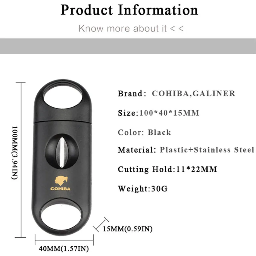 COHIBA Пластик V образный вырез Нержавеющая сталь лезвие, нож для сигар Sharp sigaar режущего инструмента сигар гильотины карман zigarren резак