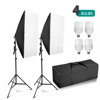 zuochen photography 4x25w led softbox lighting stand kit e27 base holder 50x70cm soft box photo studio light equipment for video