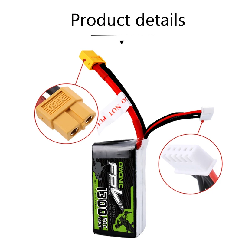 Высокочастотная батарея ovoic 1300/1550 MAh3-4S 50 80 100C через литиевую батарею FPV