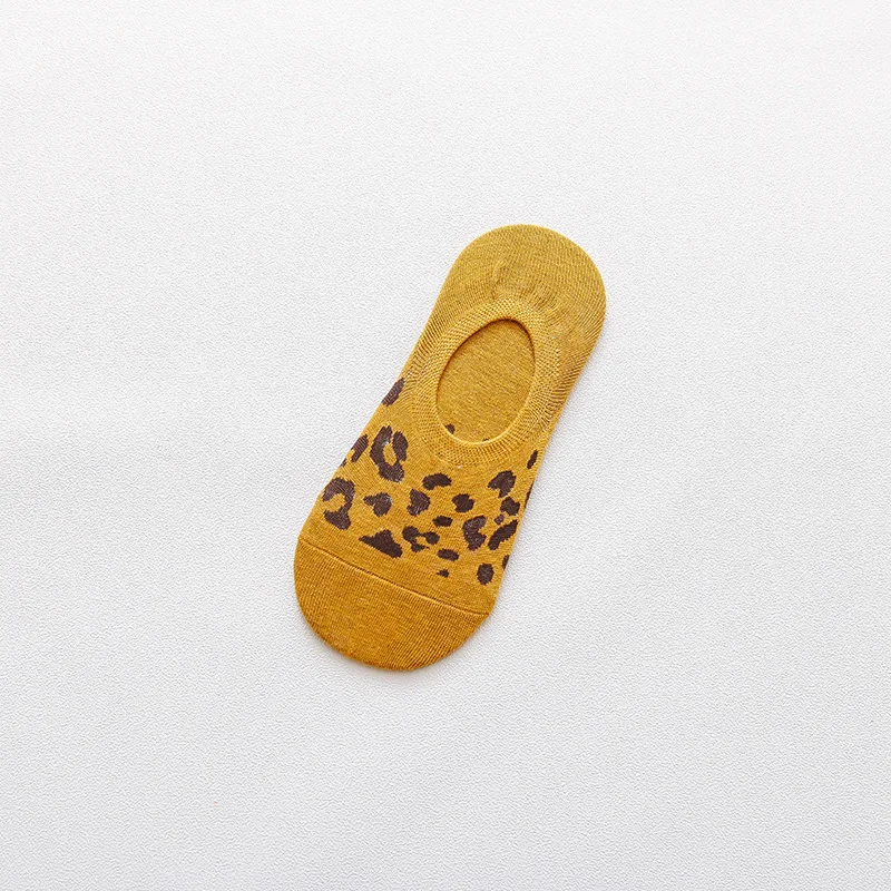 

Leopard Invisible SNon-slip hort Woman summer comfortable cotton girl women boat socks shallow ankle low female 1pair=2pcs ws192