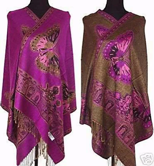 Хит! Фиолетовый Новый двухсторонний бабочка женские кашемировые шали/шарф шарфы