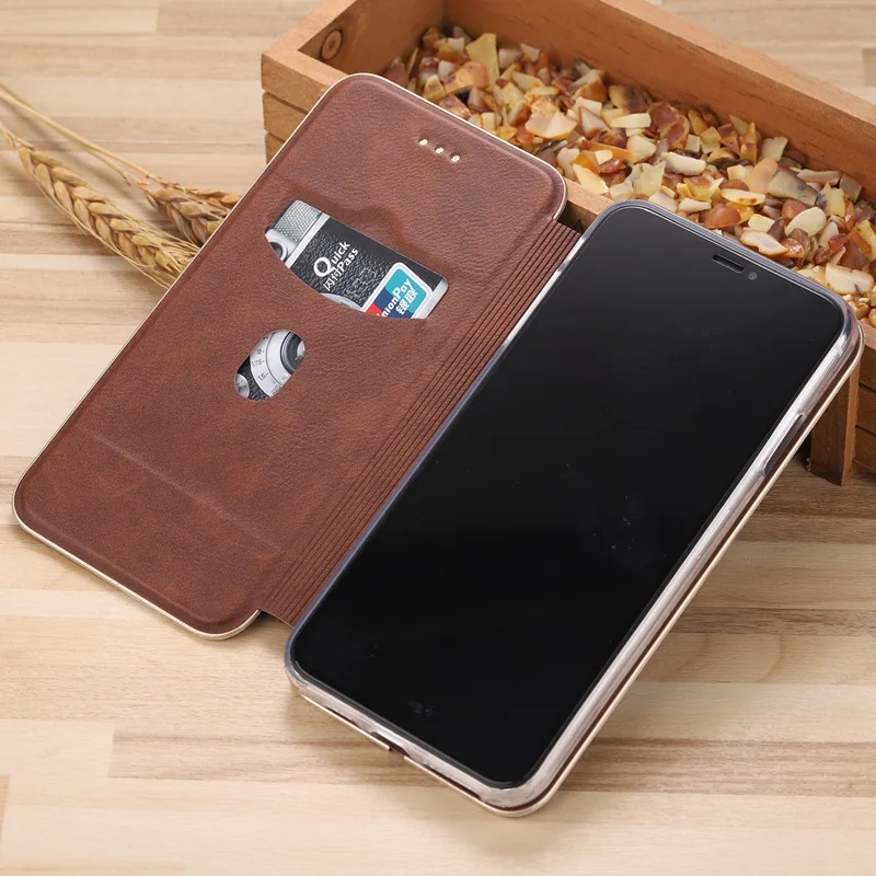 Кожаный флип чехол с подставкой для iPhone X XS Max XR ультра тонкий 6 6s 7 8 Plus держатель
