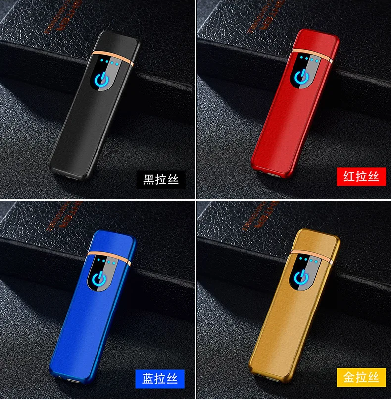 Отпечаток пальца Сенсорная Электронная USB Зажигалка Двусторонняя зажигание электрическая зажигалка для сигарет Вольфрамовая турбо плазменная дуговая зажигалка