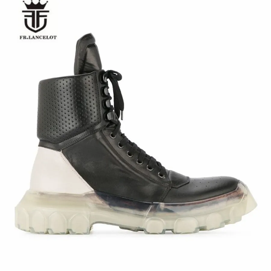 Мужские ботинки ручной работы из натуральной кожи на шнуровке