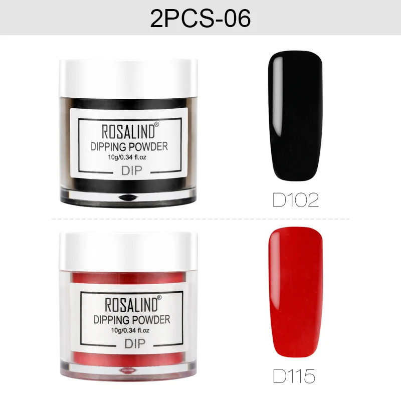 2PCS-06 ROSALIND 10 г погружающийся порошок для ногтей Natura и блеск цветной набор голографический блеск для дизайна ногтей порошок нет необходимости лампа для лечения маникюра - Цвет: 2PCS-06