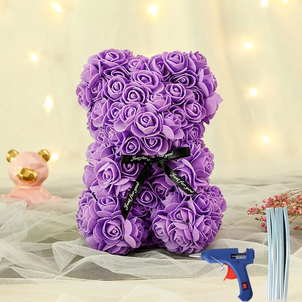 purple 20/35 комплекты cm пена Роза пресс-форма мишки диван из искусственного полиэтиленового цветочного бутона сделай сам цветок Розы Масляной Живописи аксессуары в виде мишки для Свадебная вечеринка на день рождение - Цвет: purple