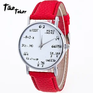 Женские наручные часы TIke Toker, аналоговые кварцевые часы с математической формулой и кожаным ремешком, подарок для детей