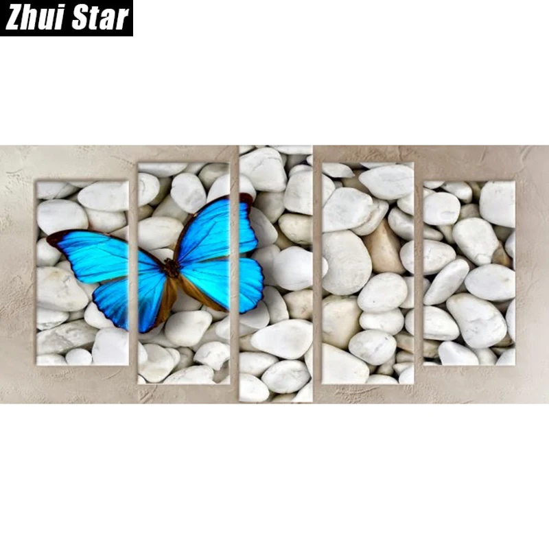 

5 шт. полный алмазов 5D DIY алмазная живопись Бабочка Алмазная Вышивка крестом картины для гостиной Свадебные украшения XPZ