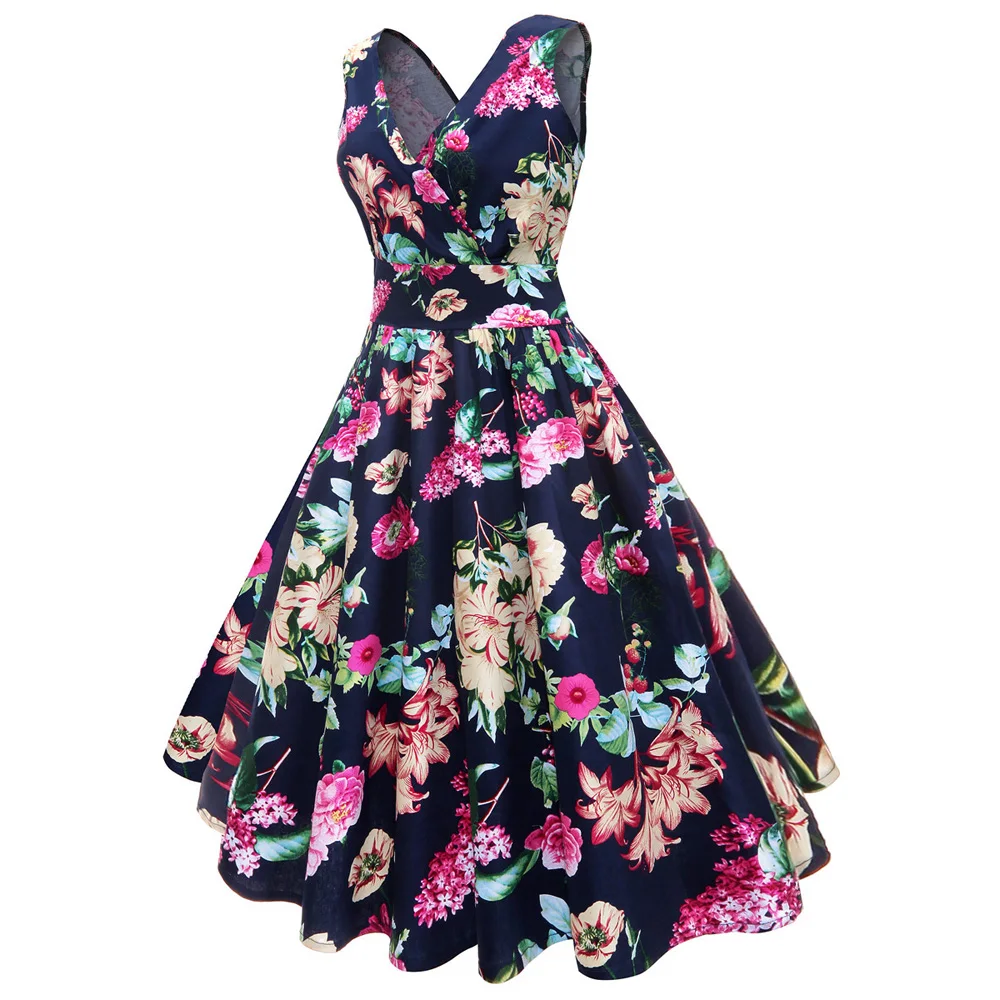 Женское винтажное платье с пышной юбкой junxi WAN черно белое Повседневное круглым