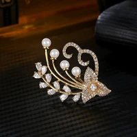fym sliver color aaa cubic zirconia brooch bead flower cz vintage style brooches for women accessories jewelry fymbj0012