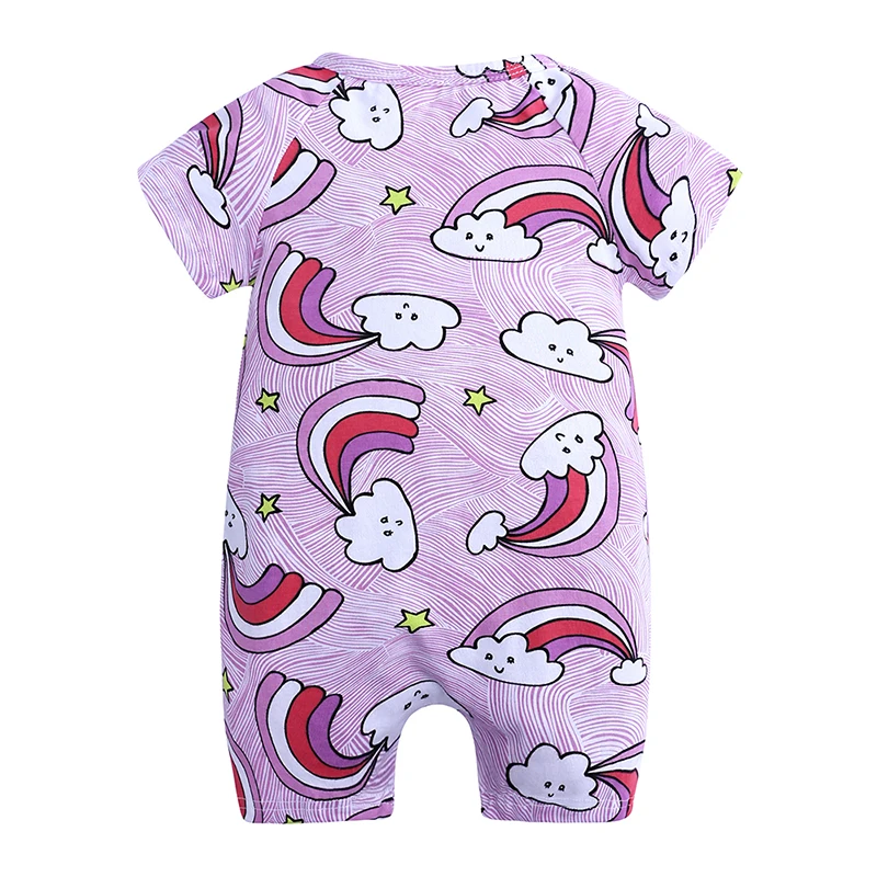 Новая летняя одежда для маленьких мальчиков Bebe Радужный комбинезон с короткими