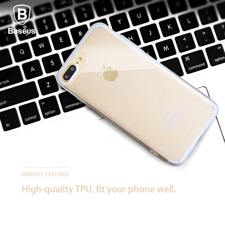 Original Baseus For Apple iPhone 7 Plus Case Translucent TPU Back Cover for iPhone7 7plus Phone Thin Jet Black Clear Shell |