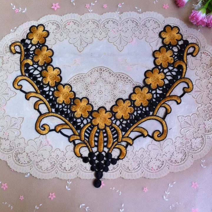 Кружевной воротник с вышивкой венецианской розы 1 шт.|neckline collar|lace collarlace sewing |
