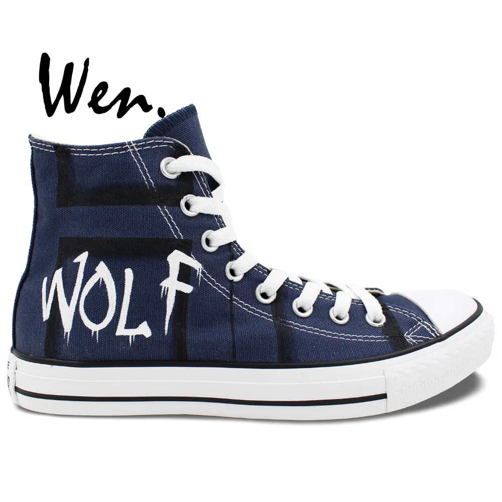 Холщовые кроссовки с ручной росписью Wen дизайнерские высоким верхом для мужчин и