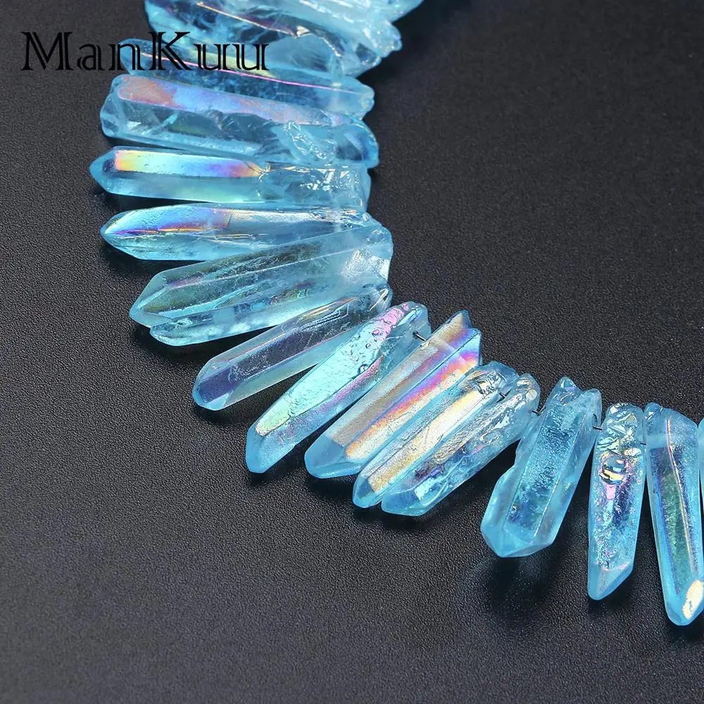 Mankuu Sky Blue Natural Crystal Pendant Irregular Chakra Reiki Pillar Druzy Stone For DIY Jewelry Making | Украшения и аксессуары