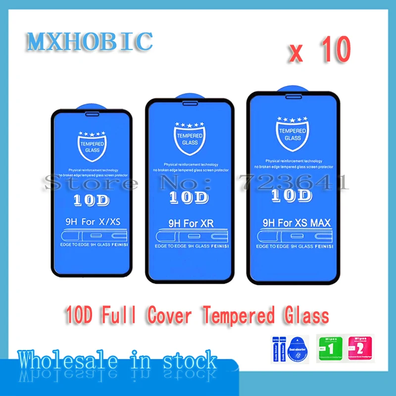 10 шт. 10D полное покрытие защита из закаленного стекла для iPhone X XS 11 Pro Max XR 8 7 6 6S Plus Защитная пленка для экрана