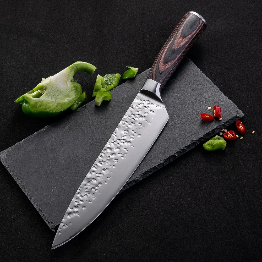 

8"inch Chef Knives Japanese Damascus steel 7Cr17 Santoku kitchen Knives Sharp Cleaver Slicing Knives Gift Knife