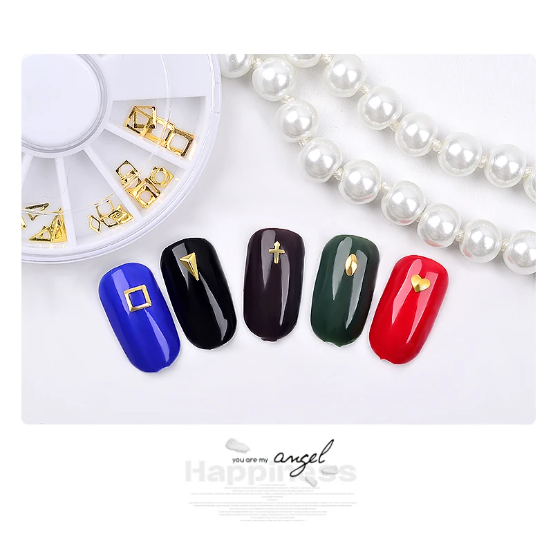 1 комплект Nail Art колесо металла с золотыми заклепками треугольник круглая