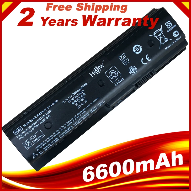 

HSW 11.1V 62WH Laptop Battery MO06 HSTNN-LB3N For HP Pavilion DV4-5000 DV6-7002TX 5006TX DV7-7000 Batteries 671567-421