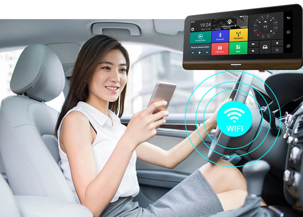 Kampacar 8,0 дюймов Android Smart зеркало заднего вида камера 4G gps навигации Dvrs с двумя объективами двойной тире Wi Fi видео регистраторы