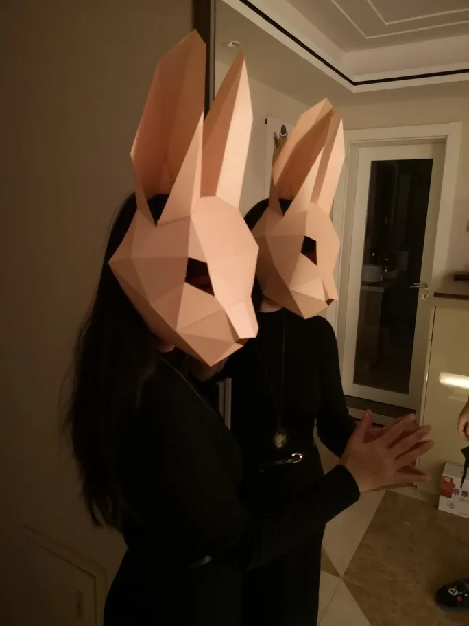 3D Бумажная Маска, модный костюм кролика, животных, косплей, сделай сам, бумага, ремесло, Маска модели, Рождество, Хэллоуин, выпускной вечер, вечерние, подарок