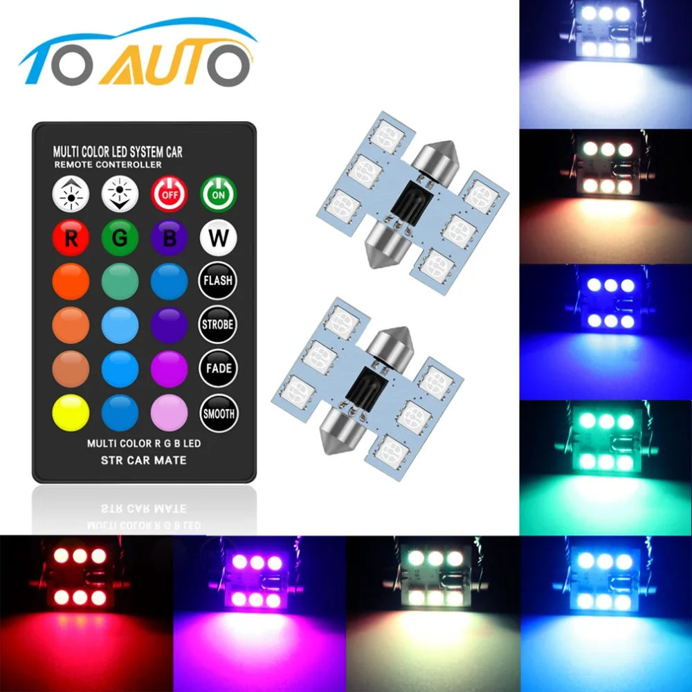 C5W LED RGB гирлянда 31 мм 36 39 42 салона автомобиля Сигнальные огни дистанционное