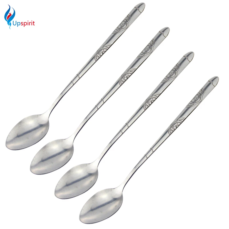 4 шт./компл. ложки с длинными ручками из нержавеющей стали для чая и кофе