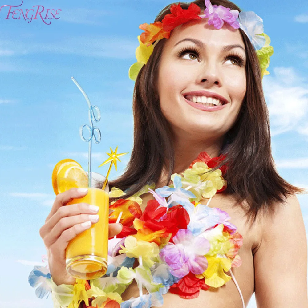 FENGRISE 50 шт. Luau гавайский цветок искусственное ожерелье модное платье свадебное
