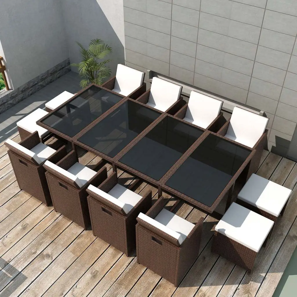 VidaXL 33 шт. открытый обеденный набор коричневый поли ротанга|poly rattan|outdoor dining setoutdoor |