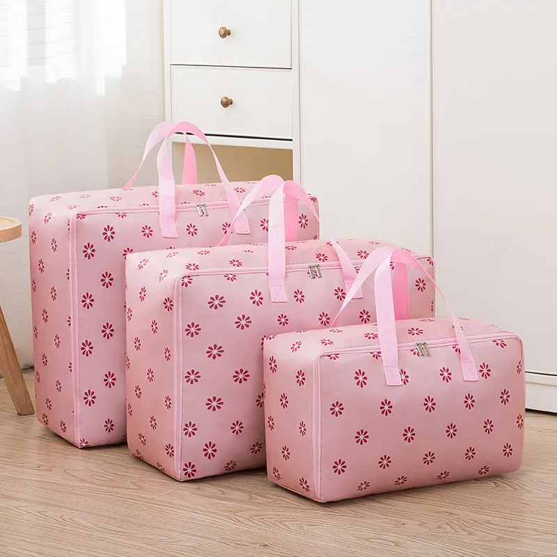 pink flower 3pcs 3 шт./компл. сумка для хранения из ткани Оксфорд Ткань Перемещение Чемодан сумка Водонепроницаемый шкаф, органайзер для хранения Коробки M+ L+ XL одежда контейнер для хранения - Цвет: pink flower 3pcs