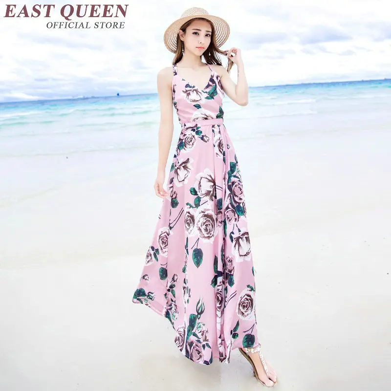 Пляжное платье макси с бретелькой через шею длинное летнее пляжное туника