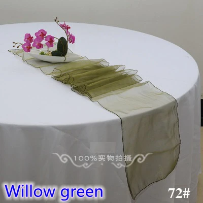 Willow Green Цвет органза настольная дорожка дешевые Свадебные гостиничные вечерние