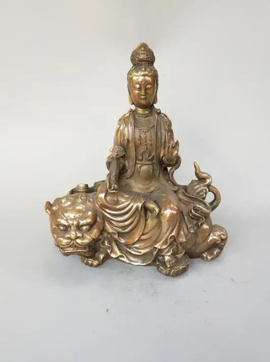 Китайская орхаизная латунь Samantabhadra статуя Будды Бодхисаттва|Статуи и скульптуры|
